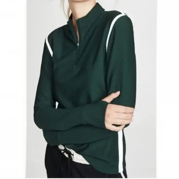 Tory Burch Sport Reflective-Stripe Quarter-Zip Pullover L - Picture 3 of 16